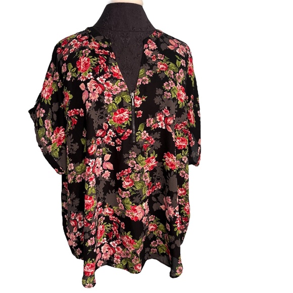 Maurices Plus Size Black Floral Sheer Blouse - Picture 1 of 11